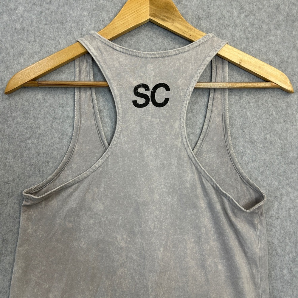 SoulCycle Size Small Tank Top Gray Mineral Wash Spin Wheel Graphic Racerback - Picture 6 of 10